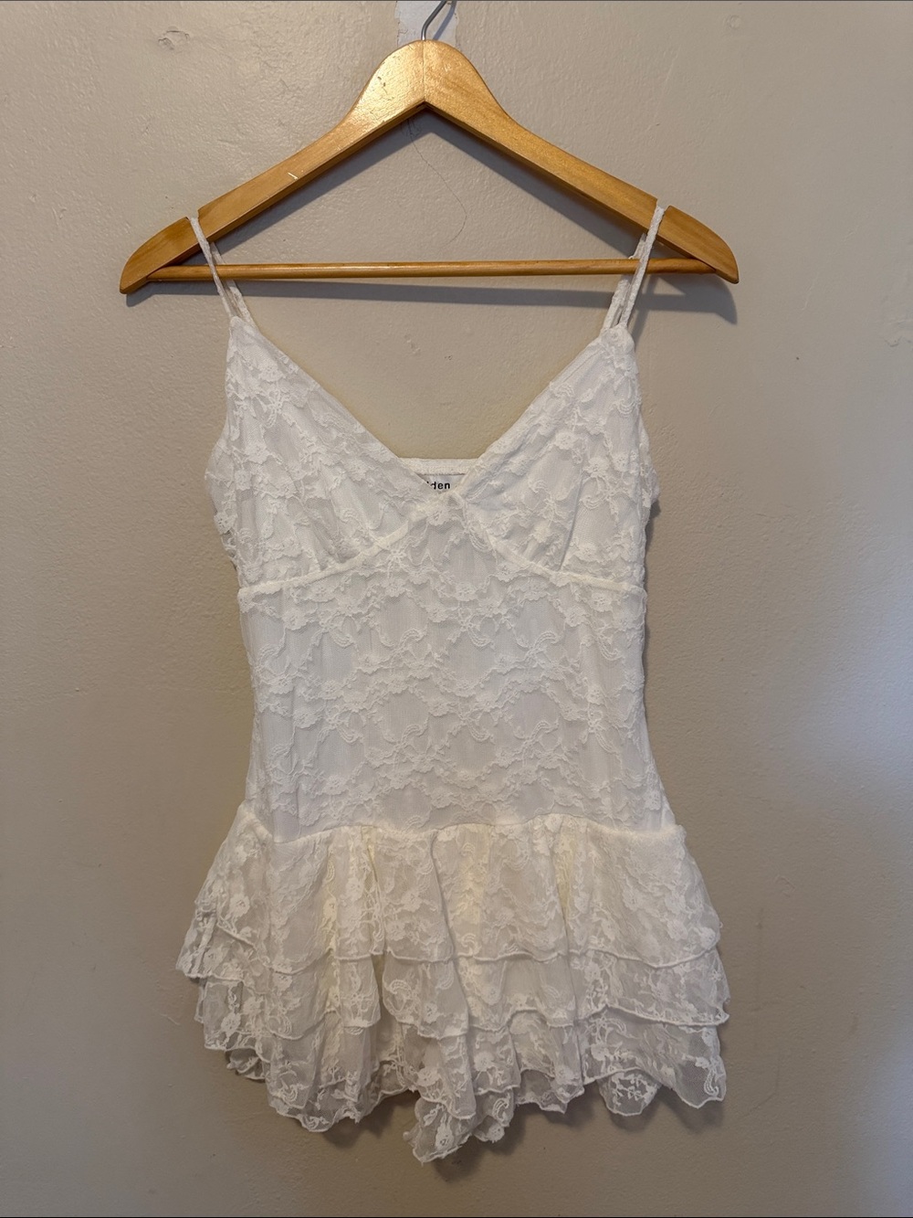 Madden Girl White Lace Ruffle Romper